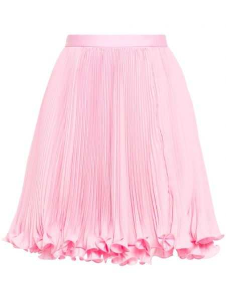 Πλισέ φούστα mini με βολάν Balmain ροζ