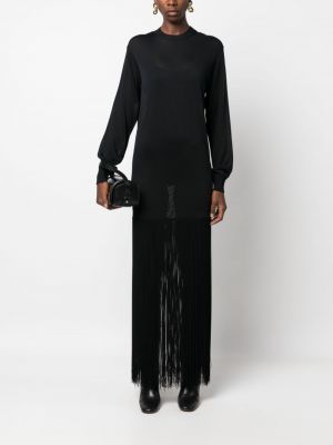 Robe de soirée à franges en tricot Khaite noir