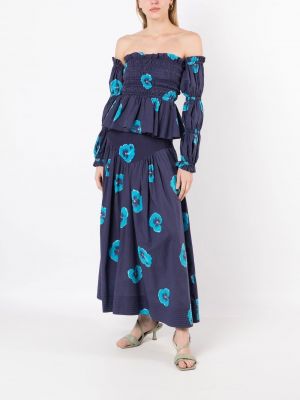 Květinové sukně s potiskem Isolda modré