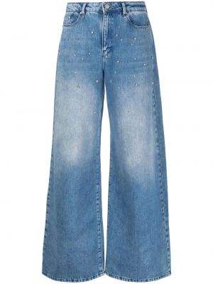 Jeans baggy con cristalli Karl Lagerfeld blu