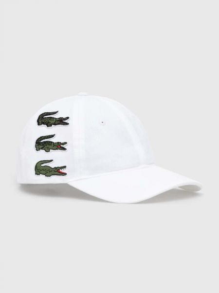 Βαμβακερό καπέλο Lacoste λευκό