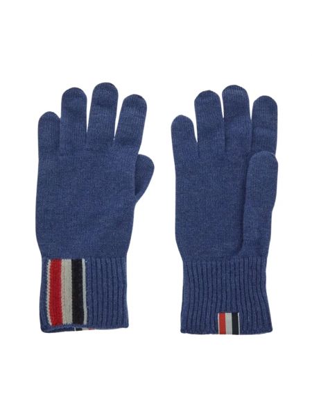 Rękawiczki wełniane Thom Browne niebieskie