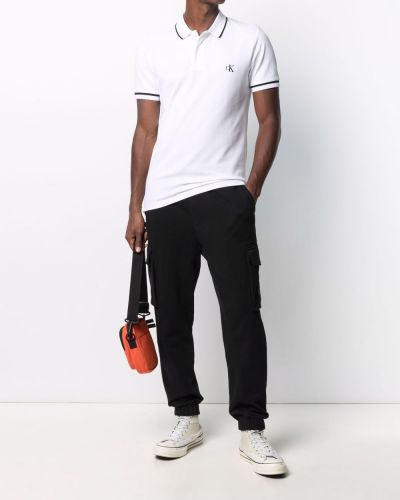Polo con bordado Calvin Klein Jeans blanco