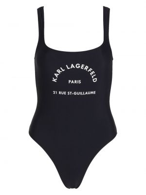 Costum de baie cu imagine Karl Lagerfeld negru