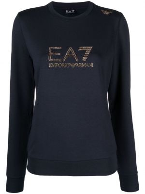 Sweatshirt mit rundhalsausschnitt mit print Ea7 Emporio Armani blau