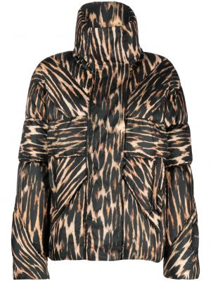 Páperová bunda s potlačou s leopardím vzorom John Richmond čierna