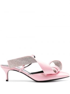 Papuci tip mules de cristal Sergio Rossi roz