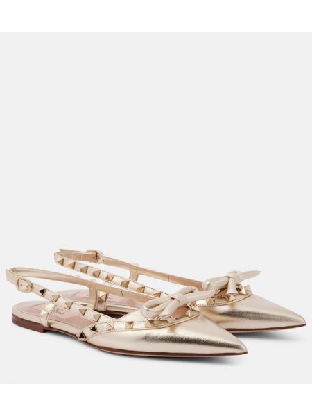 Slingback läder ballerinas Valentino Garavani guld