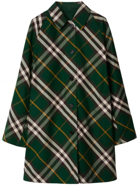 Oboustranný kostkovaný kabát Burberry zelený