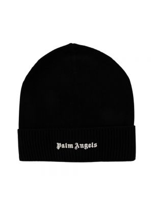 Haftowana czapka bawełniana Palm Angels czarna