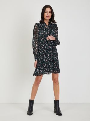 Obleka s cvetličnim vzorcem Orsay črna