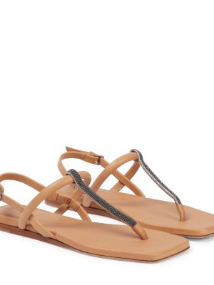 Kožené sandály Brunello Cucinelli béžové