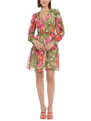 Платье в цветочек с принтом Donna Morgan розовое