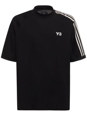 Tricou din bumbac cu dungi Y-3 negru
