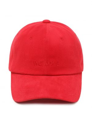 Haftowana czapka z daszkiem bawełniana We11done czerwona