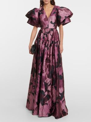 Satenska maksi haljina s cvjetnim printom Erdem ružičasta