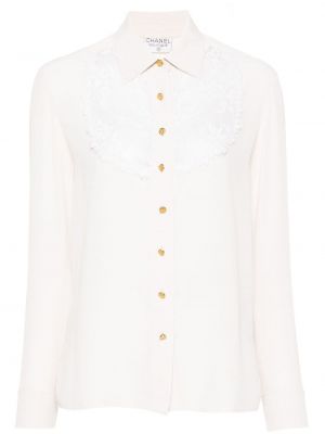 Mežģīņu zīda krekls Chanel Pre-owned balts
