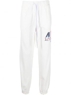 Памучни спортни панталони с принт Autry бяло