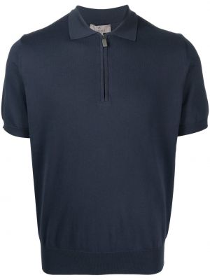Kokvilnas polo krekls ar rāvējslēdzēju Canali zils