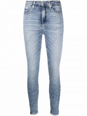 Hög midja skinny fit-jeans Calvin Klein Jeans blå