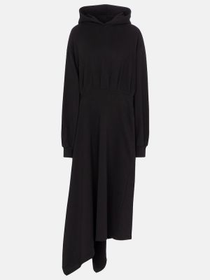 Asymetrické bavlněné midi šaty Balenciaga černé