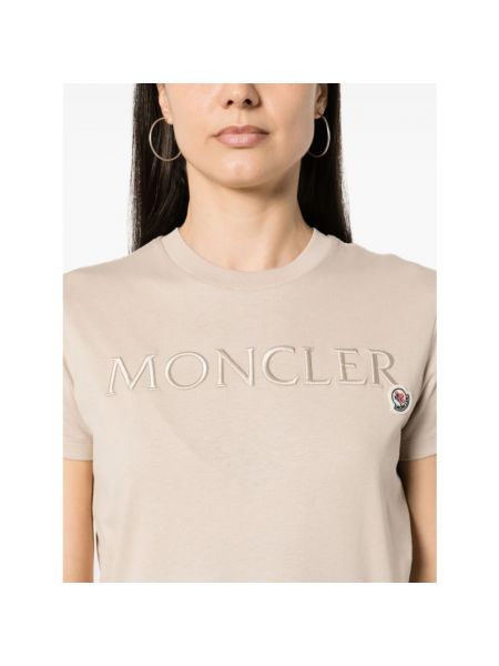 Camiseta de algodón casual Moncler beige