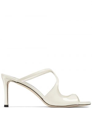 Mules en cuir vernis Jimmy Choo blanc