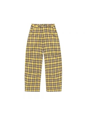 Spodnie z wysoką talią w kratkę Collina Strada żółte
