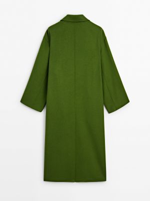 Шерстяное пальто Massimo Dutti зеленое