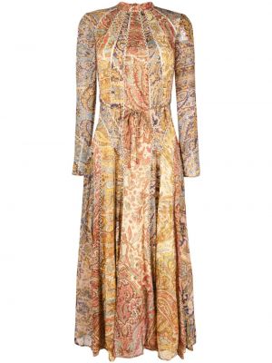 Midi šaty s potlačou s paisley vzorom Zimmermann