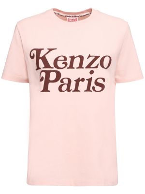 Bavlněné tričko relaxed fit Kenzo Paris růžové
