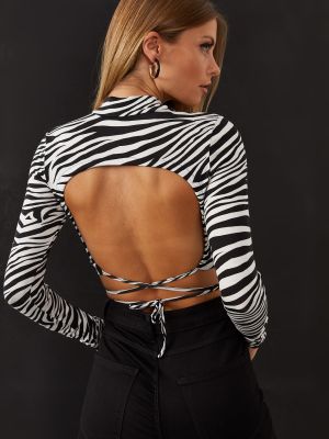 Блуза с принт зебра Cool & Sexy черно