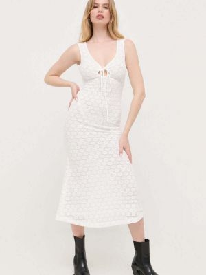 Midi šaty Bardot bílé
