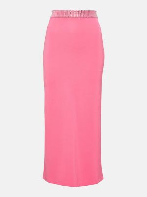 Midi suknja s kristalima David Koma ružičasta