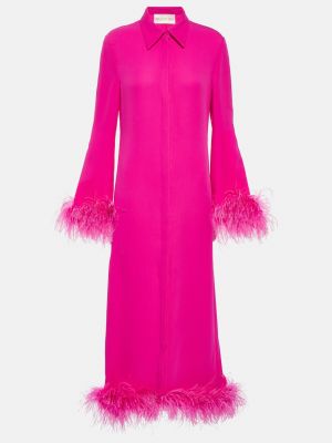 Платье-рубашка с перьями Valentino розовое
