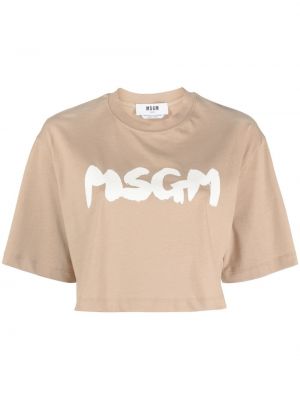 Raštuotas medvilninis marškinėliai Msgm ruda