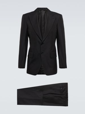 Kokvilnas zīda vilnas uzvalks Tom Ford melns