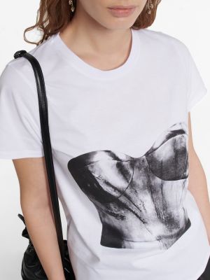 T-shirt di cotone con stampa in jersey Alexander Mcqueen bianco