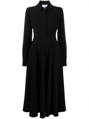 Klasické dlouhé šaty s knoflíky s dlouhými rukávy Natasha Zinko - černá