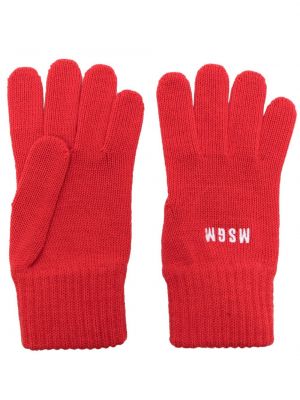 Pletené rukavice s výšivkou Msgm Červené