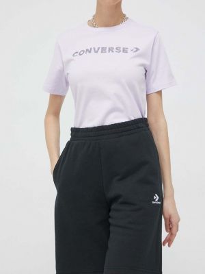 Pantaloni cu broderie din fleece cu stele Converse negru