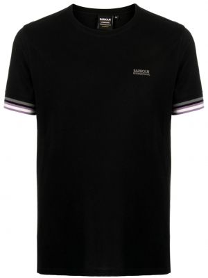 Pruhované bavlnené tričko Barbour čierna