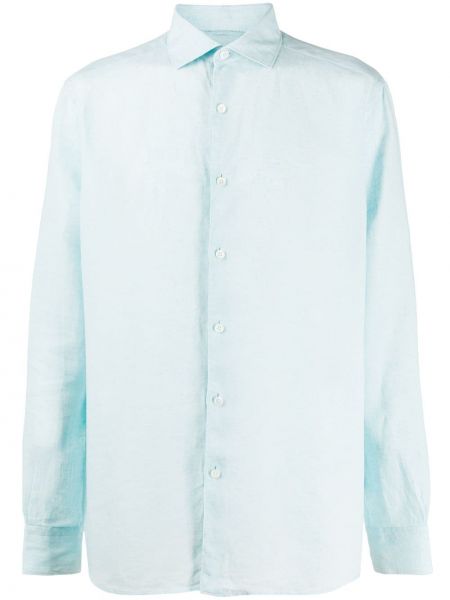 Camisa de lino manga larga Ermenegildo Zegna azul
