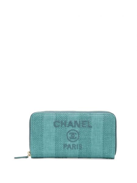 Portfel tweedowy Chanel Pre-owned niebieski