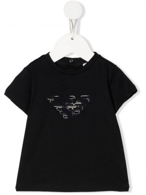 Bomuld t-shirt for piger Emporio Armani Kids blå