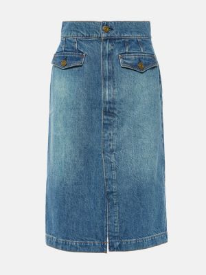 Spódnica jeansowa z wysoką talią Frame niebieska
