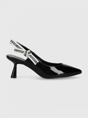 Pantofi cu toc din piele Karl Lagerfeld negru