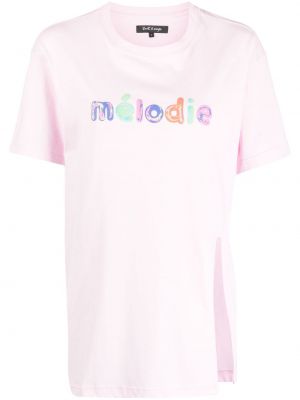 T-shirt avec imprimé slogan en coton à imprimé Tout A Coup rose