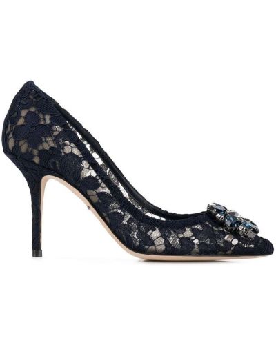 Pantofi cu toc din dantelă Dolce & Gabbana albastru