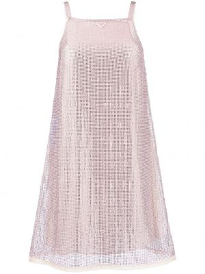 Κοκτέιλ φόρεμα από διχτυωτό Prada ροζ